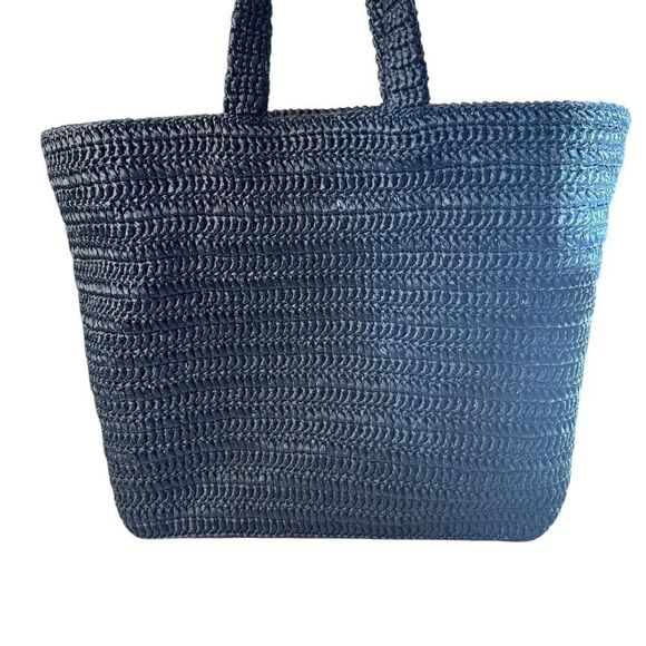 NWT YSL Rive Gauche Embroidered Rafia Tote Bag - Picture 6 of 10